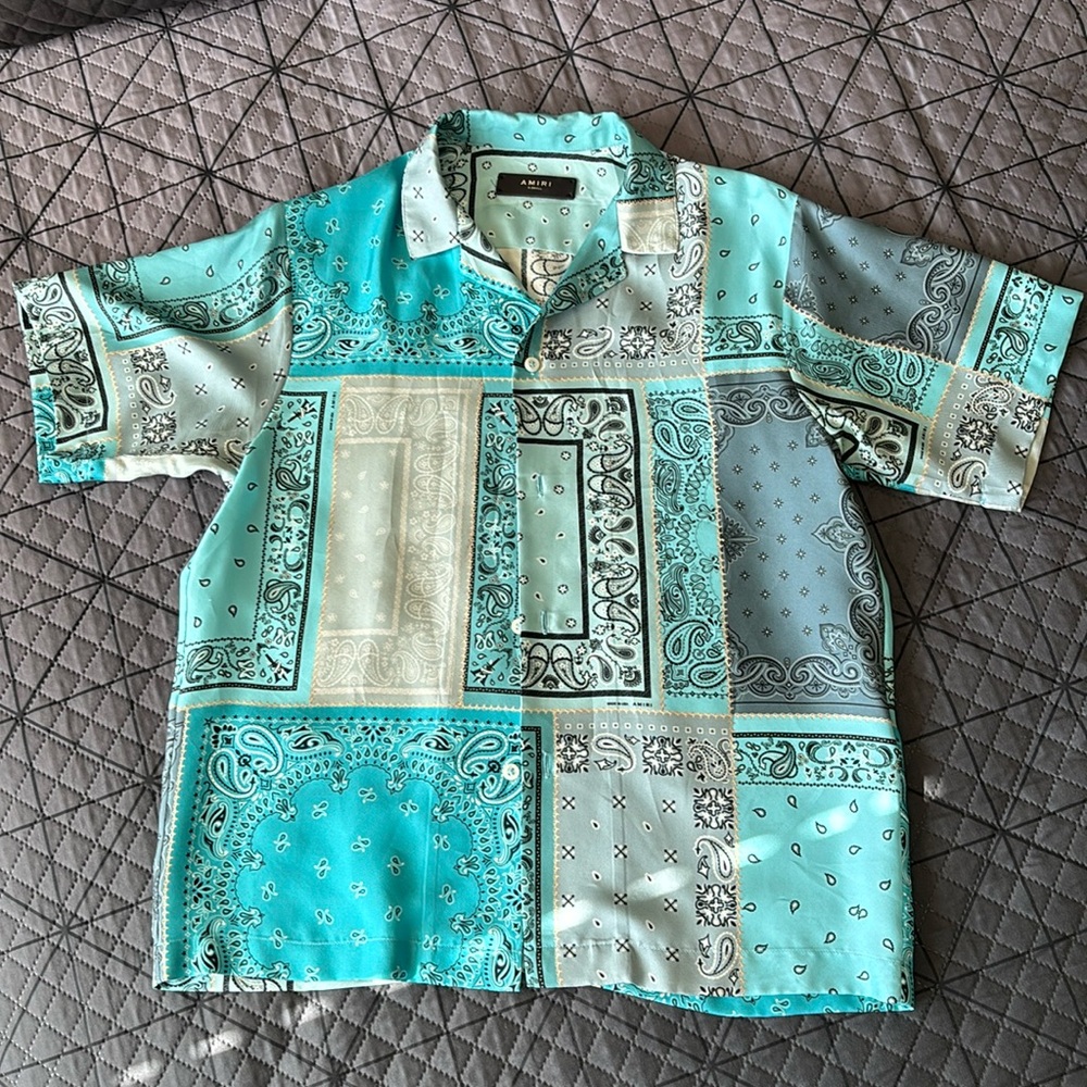 Amiri Bandana pink silk shirt